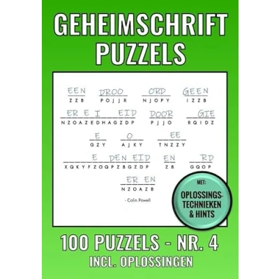 Afbeelding van Geheimschrift Puzzelboek NR. 4 100 Puzzels Incl. Uitleg, Tips en Oplossingen