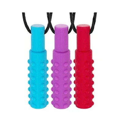 Afbeelding van 通用 Siliconen kauwen Teether Halsketting, Soft Sensory Nursing Tools Chewelry Pendant for Autism, ADHD and Teething Kids (3 stuks, Massavorm)