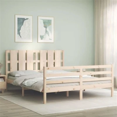 Image de vidaXL Cadre de lit avec tête 160x200 cm bois massif