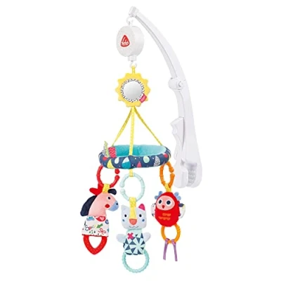 Afbeelding van Fehn 055221 Mobiele reismuziek COLOR Friends mobiel met melodie &quot;For Elise&quot; en schattige personages opvouwbare standaard voor baby&#039;s van 0 tot 5 maanden afmetingen: Ø 17 x 45 cm