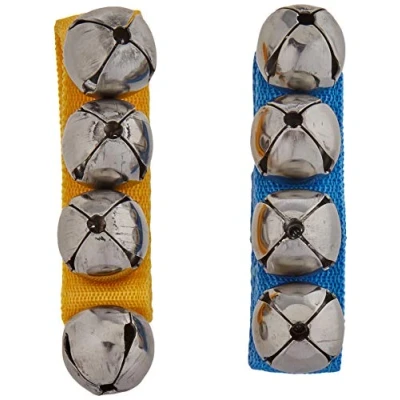 Afbeelding van FUZEAU 8441 Paar armbanden met 4 belletjes Klittenbandsluiting Blauw/geel Voor polsen Muziek in beweging Vanaf 3 jaar