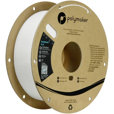 Afbeelding van POLYMAKER POLYSONIC HIGH SPEED PLA WHITE 1.75mm 1KG
