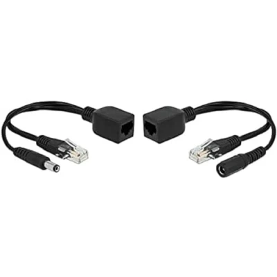 Afbeelding van Passieve Power over Ethernet (PoE) adapter kit RJ45 + DC 5,5 x 2,1 mm / zwart 0,20 meter
