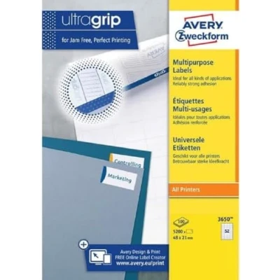 Afbeelding van Etiket Avery Zweckform 3650 48x21mm wit 5200stuks