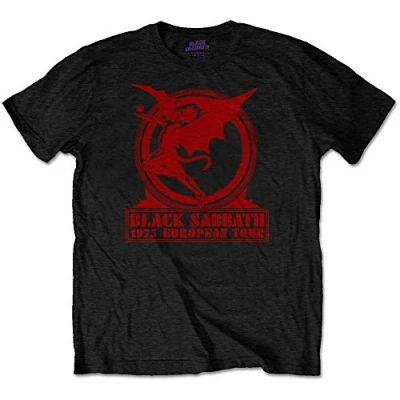 Afbeelding van Black Sabbath Europe &#039;75 Heren T shirt M Zwart
