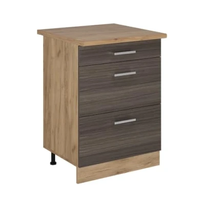 Afbeelding van Vicco Keukenonderkast R Line, Edel grijs/Krachtige Eik goud, 60 cm met laden, WB