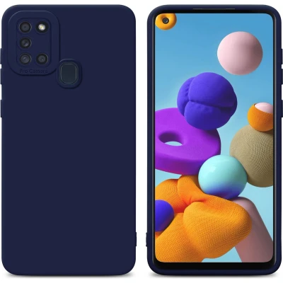 Afbeelding van Cadorabo Hoesje geschikt voor Samsung Galaxy A21s in Fluid DONKER BLAUW Beschermhoes gemaakt van flexibel TPU silicone Cover Case