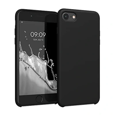 Afbeelding van kwmobile telefoonhoesje geschikt voor Apple iPhone SE (2022) / (2020) 8 7 Hoesje met siliconen coating Smartphone case in zwart
