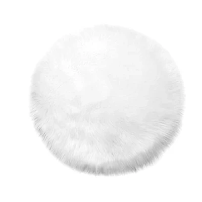 Afbeelding van Teppich Wölkchen tapijt van kunstbont lams en schapenvacht, pluizig voor slaapkamer, woonkamer, kinderkamer, stoeldecoratie, wit, 120 cm, rond