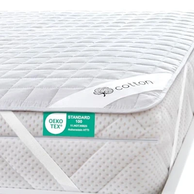 Afbeelding van Matrasbeschermer 180 x 200 cm, matrastopper matrasbeschermer, ademend, praktisch, duurzaam, matrasbescherming, hygiënische hoes rondom, optimale anti mijt overtrek, katoen polyester