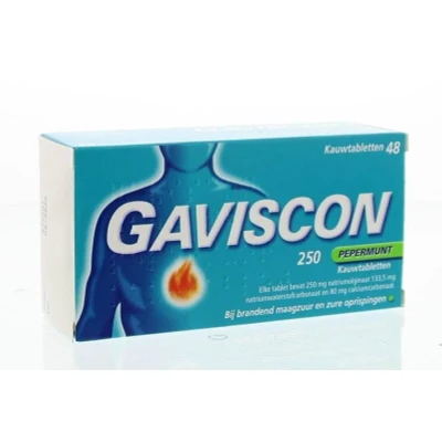 Afbeelding van Gaviscon Pepermunt Kauwtablet 250mg 1x48st eFarma
