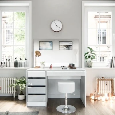 Afbeelding van Vicco Kaptafel Sherry, Wit, 120 cm met krukje
