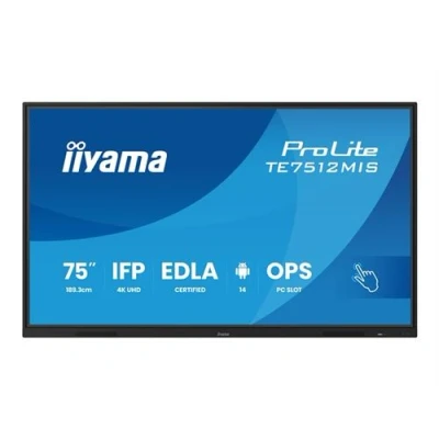 Image de iiyama ProLite TE7512MIS B4AG Classe de diagonale 75&quot; (74.52&quot; visualisable) écran LCD rétro éclairé par LED signalétique numérique interactive avec tactile (multi touch) / capacité PC en option (slot in) 4K UHD (2160p) 3840 x 2160