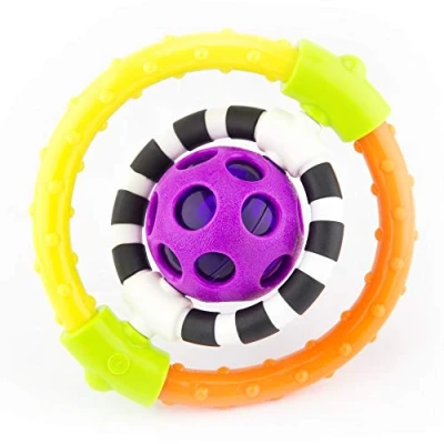 Afbeelding van Sassy Bijtspeelgoed Baby Rammelaar Ronddraaiende Ring Spin &amp; Chew Flexible Rattle