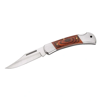 Afbeelding van Herbertz Zakmes, AISI 420 staal, roestvrij, Back Lock, Pakka houten kommen, roestvrijstalen kaken, vangoog, scherp klapmes en outdoor mes voor kamperen, wandelen of jagen