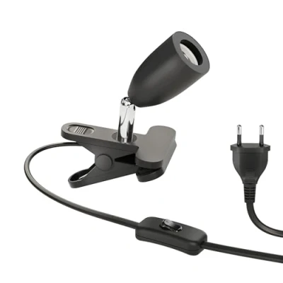 Afbeelding van ledscom.de LIK klemlamp, schakelaar, matzwart, 1x E27 max. 60 W, klemverlichting, bureaulamp, rubberen bevestiging, krasbestendig, accentverlichting, Flexspot, zonder strepen