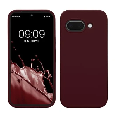 Afbeelding van kwmobile telefoonhoesje geschikt voor Google Pixel 9a Hoesje met siliconen coating Smartphone case in bordeaux violet
