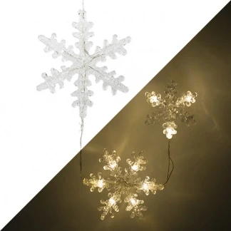 Afbeelding van Sneeuwvlok met verlichting Konstsmide (LED, Batterijen, Timer, Binnen/Buiten, 3 stuks)