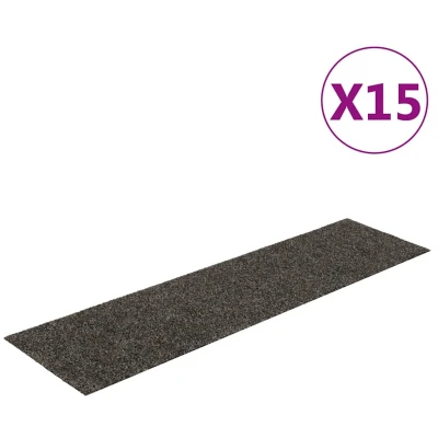 Afbeelding van 15 st Trapmatten zelfklevend rechthoekig 76x20 cm grijsbruin