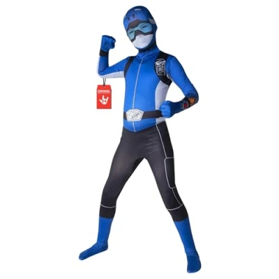 Afbeelding van Morphsuits Power Ranger kostuum voor kinderen, Rangers kostuum, blauw, carnaval, maat L