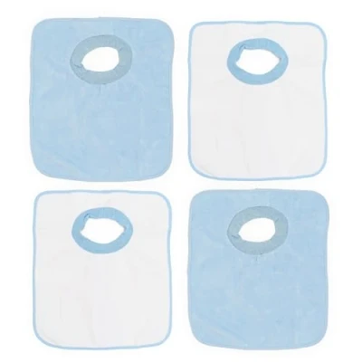 Afbeelding van Ti TIN, 4 stuks waterdichte slabbetjes 100% polyester microvezel van 6 tot 18 maanden elastische kraagsluiting vinylvoering zonder patroon 200 g/m²