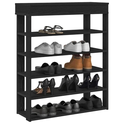 Afbeelding van Schoenenrek 80x30x98 cm bewerkt hout zwart