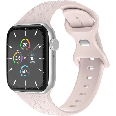 Afbeelding van imoshion Gegraveerd siliconen bandje Geschikt voor Apple Watch 1, 2, 3, 4, 5, 6, 7, 8, 9, 10 (42 mm), SE 38/40/41 mm Roze One Size