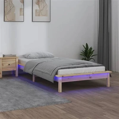 Afbeelding van vidaXL Bedframe LED massief hout 100x200 cm