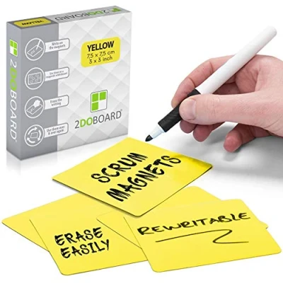Afbeelding van 2DOBOARD Scrum Whiteboard Magneten 7,5 x cm 25 stuks Geel Herschrijfbare Voor Kanban bord of Scrumbord Beschrijfbare Planbord Herschrijfbaar Agile werken elk Dagstartbord Board!