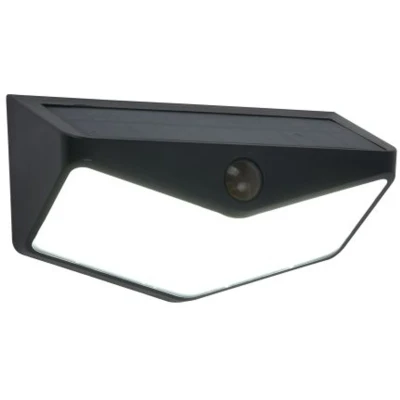 Afbeelding van LUTEC Wings LED solar wandlamp voor buiten Optimaal opladen door schuin zonnepaneel PIR bewegingssensor Dag/nacht sensor 500Lm 5000K helder wit licht IP44 extra weerbestendig Mat zwart 150 x 80 65 mm