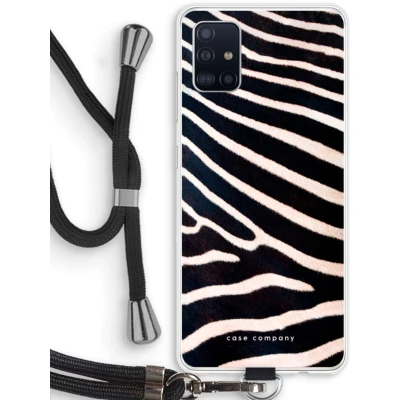 Afbeelding van hoesje met Koord geschikt voor Samsung Galaxy A51 4G Zebra Telefoonhoesje Zwart Bescherming aan alle Kanten en Over de Schermrand