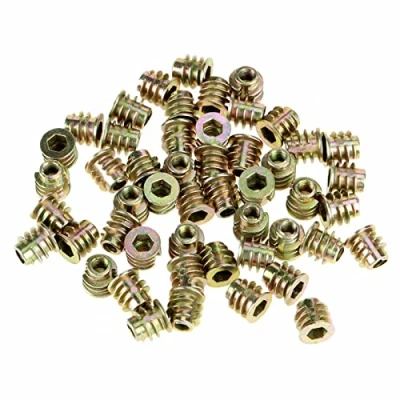 Afbeelding van Schroefmoeren, inbusschroefmoeren 50 stuks M4 x 8 mm zeskantige kop zinklegering inpersmoeren met schroefdraad voor houten inzetstuk