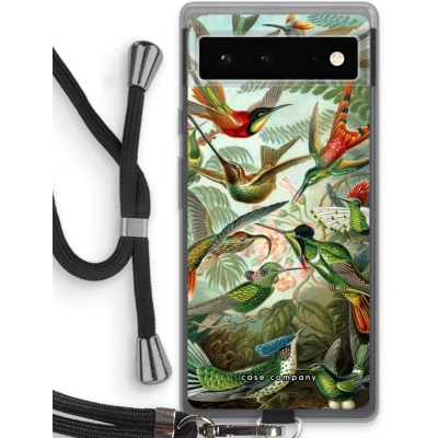 Afbeelding van Case Company® hoesje met Koord geschikt voor Google Pixel 6 Haeckel Trochilidae Telefoonhoesje Zwart Bescherming aan alle Kanten en Over de Schermrand