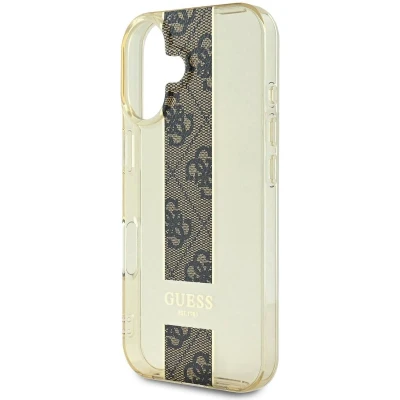 Afbeelding van Guess iPhone 16 Backcover hoesje IML 4G Stripe Bruin
