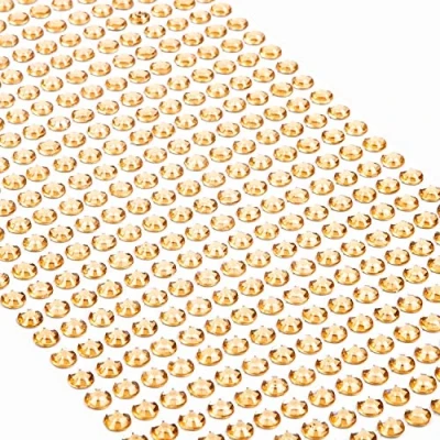 Afbeelding van Movoja 640 stuks gouden strass steentjes 5 mm Stickers om te versieren en knutselen decoratieve stenen op plakken Goudkleurige
