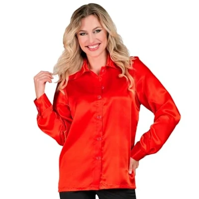 Afbeelding van Widmann 100% NL &amp; Oranje Kostuum Jaren 70 Blouse Satijn Vrouw Medium Carnavalskleding Verkleedkleding