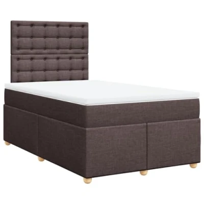 Afbeelding van vidaXL Boxspring met matras stof donkerbruin 120x200 cm