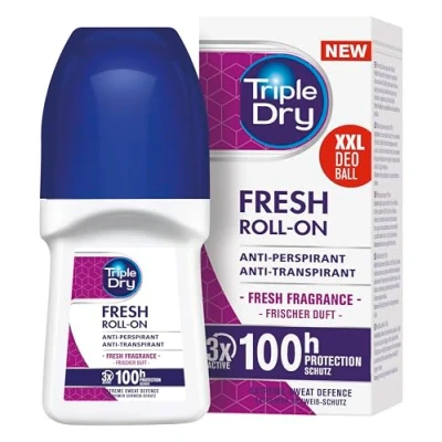 Afbeelding van Triple Dry Roll On Fresh anti transpirant deodorant 50 ml antibacteriële voor 72 uur bescherming frisse en geurende geur