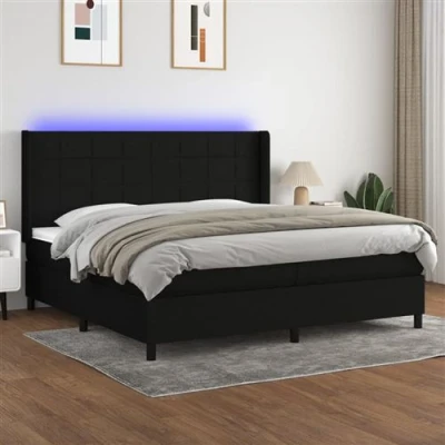 Afbeelding van vidaXL Boxspring met matras en LED stof zwart 200x200 cm