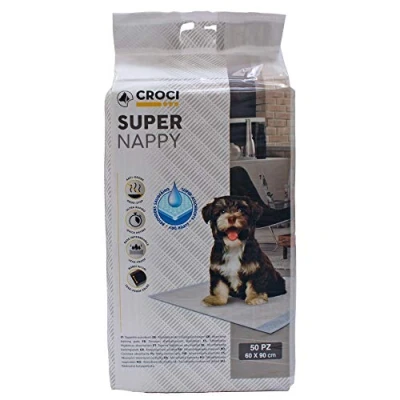 Image de Croci Super Nappy Tapis Hygiénique pour Chien 60 x 90 cm 50 Pièces Sous Matelas Animal Domestique, Pipi de Chat, Ultra Absorbant, Jetable, Anti Déchirure et Odeur