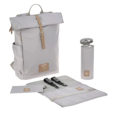 Image de LÄSSIG Bébé Sac à dos langer avec matelas langer, fixation pour poussette, porte bouteille produit durablement/GRE Rolltop Backpack grey