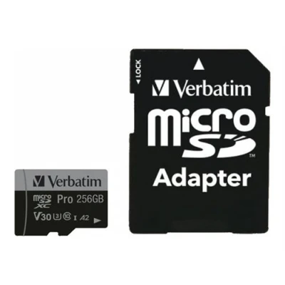 Image de Verbatim PRO U3 Carte mémoire flash (adaptateur microSDXC vers SD inclus(e)) 256 Go A2 / UHS I Class10