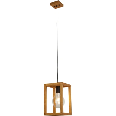 Afbeelding van Vierkante hanglamp, 30 cm hoog, bamboe, E27