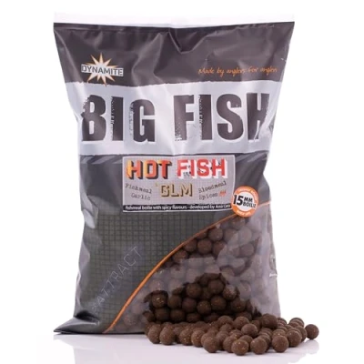 Afbeelding van Dynamite Baits Hot Fish &amp; GLM Boilies 1kg Beige 15mm
