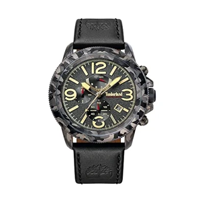Afbeelding van Timberland Heren chronograaf kwarts polshorloge met lederen band TBL15474JSGY.61, zwart., NOSIZE, armband