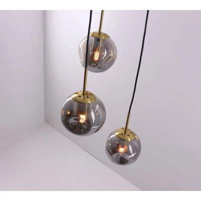 Afbeelding van Hanglamp 3lichts zwart goud smoke videlamp smal