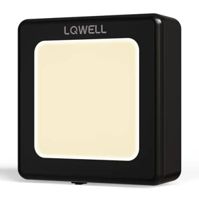 Afbeelding van LQWELL® Opvouwbaar nachtlampje met schemeringssensor, instelbare helderheid, automatisch contactlicht, warmwit oriëntatielicht voor kinderkamer hal (zwart, 1 stuk)