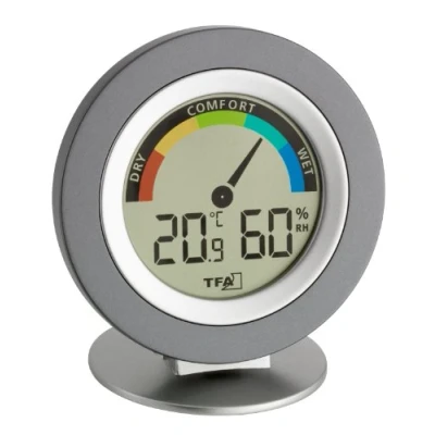 Afbeelding van TFA Dostmann Cosy Thermo Hygrometer digitaal,30.5019.10, maximum en minimumwaarden, binnenklimaatcontrole, gekleurde comfortzones, grijs, (L) 104 x (B) 20 (77) (H) (114) mm