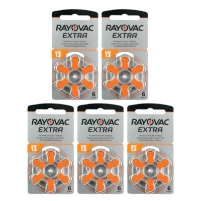 Afbeelding van Rayovac Extra geavanceerde zink luchtbatterijen voor hoortoestellen, kleurcode, oranje, maat 13, 30 stuks