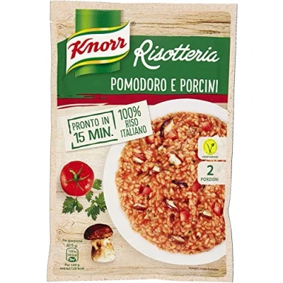 Afbeelding van 3 x Knorr Risotto Pomodoro en Porcini 175 g 100% Italiaanse rijst met tomaten eekhoornzwammen bereide gerechten rijstgerechten